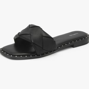 Vodvob Women's Casual Slip on Beach Square Toe Sandal